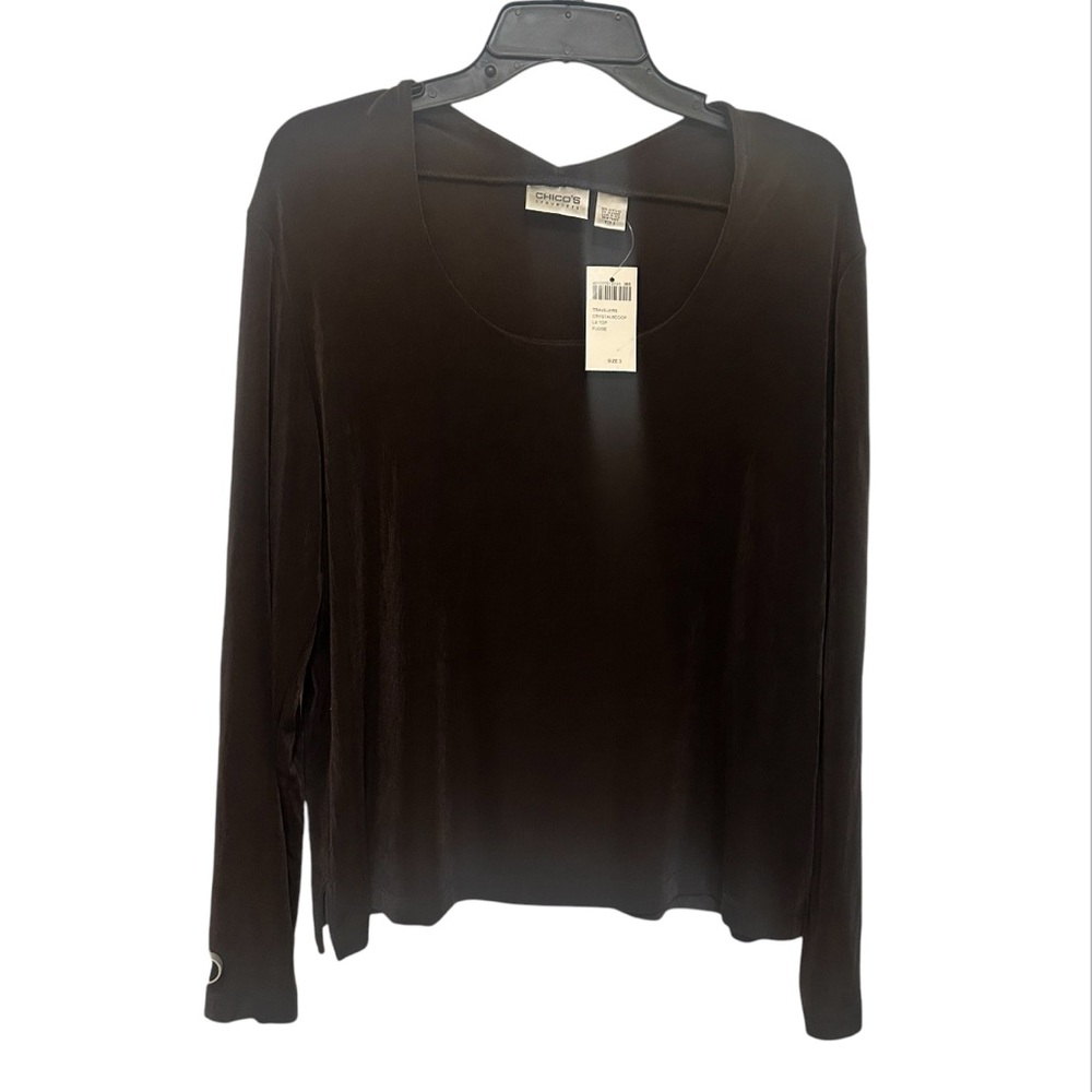 Chico’s Travelers Women's Bronze Long Sleeve Top New with Tags size 3